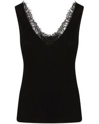 Pinko - Lace-Trim Ribbed Top - Lyst