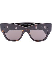 Versace - Logo Plaque Round Sunglasses - Lyst