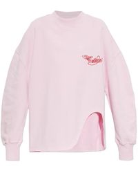 The Attico - Slit-Detail Logo-Embroidered T-Shirt - Lyst