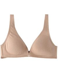Emporio Armani - Logo-Embroidered Cotton Triangle Bra - Lyst