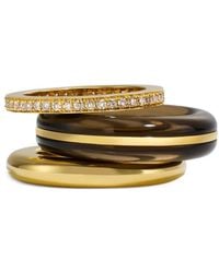 BY PARIAH - 14Ct Diamond And Quartz Ring Stack - Lyst