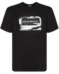 Emporio Armani - T-Shirt En Coton À Logo Imprimé - Lyst