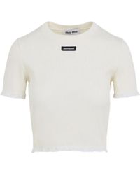 Miu Miu - Top sin mangas con ribete de encaje - Lyst