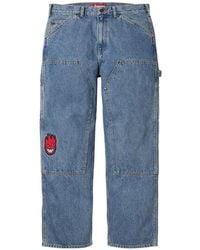 Supreme - X Spitfire Jean Double Knee À Patch Logo - Lyst