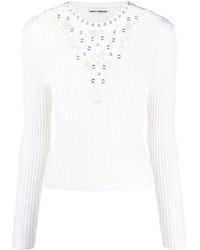 Rabanne - Cut-out Floral-detail Ribbed-knit Jumper - Lyst
