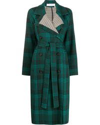 See By Chloé Double-breasted Plaid Trench Coat - Green
