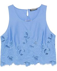 Ermanno Scervino - Floral-Embroidered Scalloped-Hem Top - Lyst
