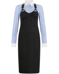 Moschino - Pinstriped Suspender-Style Midi Shirt Dress - Lyst