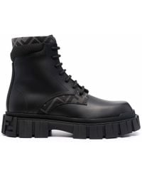 Fendi - Black Leather Combat Boots - Lyst