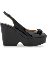 Ferragamo - Vara Bow Platform Leather Sandals - Lyst