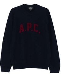 A.P.C. - Logo-Detail Crew-Neck Sweater - Lyst