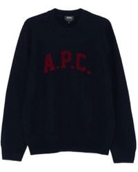 A.P.C. - Logo-Detail Crew-Neck Sweater - Lyst