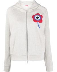 KENZO - Logo-Print Zip-Up Hoodie - Lyst
