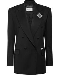 Philipp Plein - Crystal-Embellished Double-Breasted Blazer - Lyst