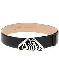 McQueen - Seal Branded-buckle Leather Belt - Lyst