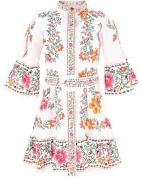 FARM Rio - Abito Corto Con Cintura E Ricamo A Fiori - Lyst
