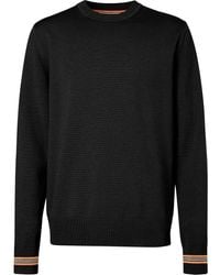 Burberry - Check Motif Wool Crewneck Sweater - Lyst