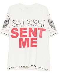 Satoshi Nakamoto - Stud-Embellished Skull-Print T-Shirt - Lyst