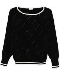 Liu Jo - Stripe-Embellished Boat-Neck Sweater - Lyst