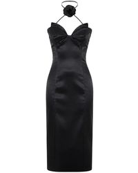Philipp Plein - Satin Midi Dress Flower - Lyst