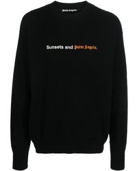 Palm Angels - Slogan-embroidery Crew-neck Jumper - Lyst