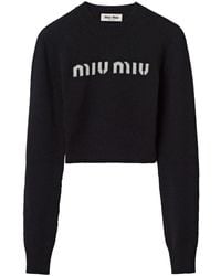 Miu Miu - Intarsien-Pullover mit Logo - Lyst