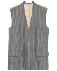 Litkovskaya - Pinstriped Sheer-Panel Gilet - Lyst