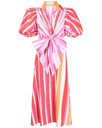 Silvia Tcherassi - Striped Bow-detail Midi Dress - Lyst