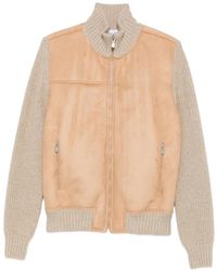 Gran Sasso - Suede-Panel Ribbed-Knit Jacket - Lyst