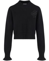Cecilie Bahnsen - Bow-Embroidered V-Neck Sweater - Lyst