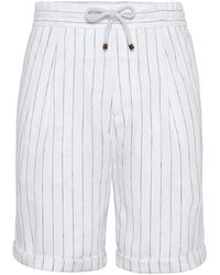 Brunello Cucinelli - Striped Linen Shorts - Lyst