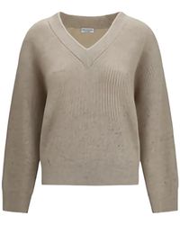 Brunello Cucinelli - Pull Côtelé À Col V - Lyst