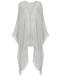 Panicale - Lurex-Pattern Frayed Poncho - Lyst