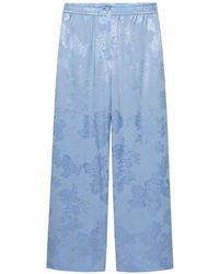 Shanghai Tang - Floral-Jacquard Flared Trousers - Lyst