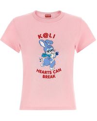 KENZO - Cartoon-Print Ribbed T-Shirt - Lyst
