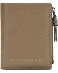 Brunello Cucinelli - Small Zip-Pocket Leather Wallet - Lyst