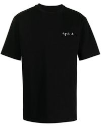 agnès b. - Logo-embroidered Cotton T-shirt - Lyst