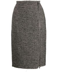 N°21 Falda midi con cremallera y dobladillo sin rematar - Negro