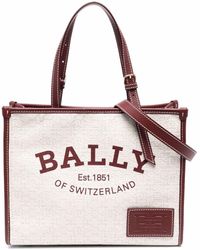 Bally Cotton Calie Logo Printed Monogram Small Tote Bag - Lyst