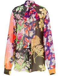 Moschino - Floral-Print Silk Blouse - Lyst