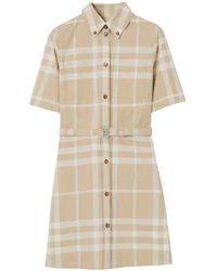 Burberry - Robe-Chemise En Coton À Carreaux - Lyst