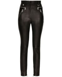 Dolce & Gabbana - Zip-detail Faux-leather Trousers - Lyst