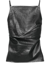 St. Agni - Square-Neck Leather Top - Lyst
