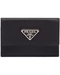 Prada - Triangle-logo Saffiano Leather Cardholder - Lyst