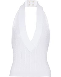 Balmain - Cable-Knit Halterneck Top - Lyst