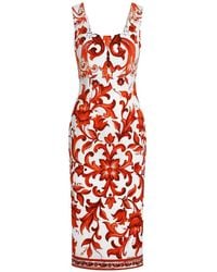 Dolce & Gabbana - Majolica-Print Charmeuse Dress - Lyst