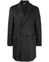 Zegna - Felted Double-breasted Coat - Lyst