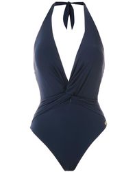 Brigitte Bardot Costume intero con nodo - Blu