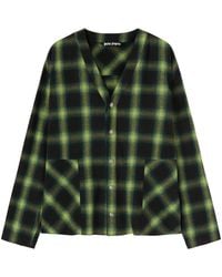 Palm Angels - V-Neck Check-Pattern Cotton Shirt - Lyst
