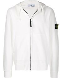 Stone Island Kapuzenjacke mit Logo-Patch - Weiß
